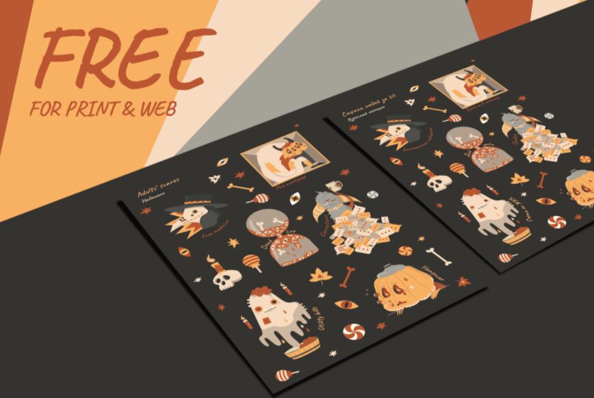 Free Halloween stickers for print and web